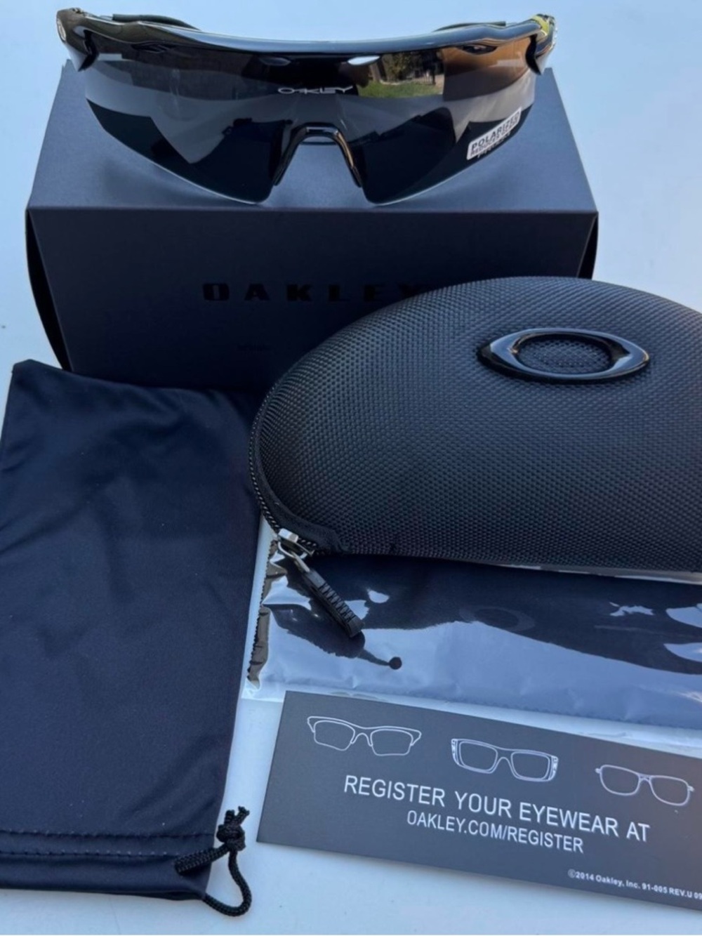 Oakley Black Polarized Shield Sunglasses with Case
